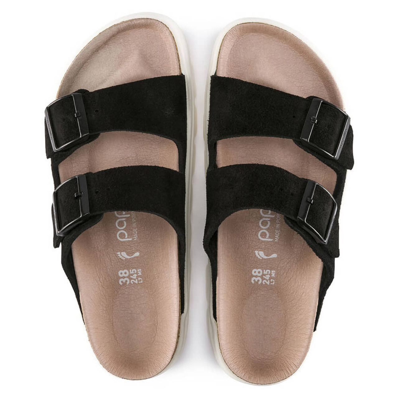 Women's Birkenstock Arizona Platform Suede Leather Chunky Sandal - Black |  Eagle Eye Outfitters