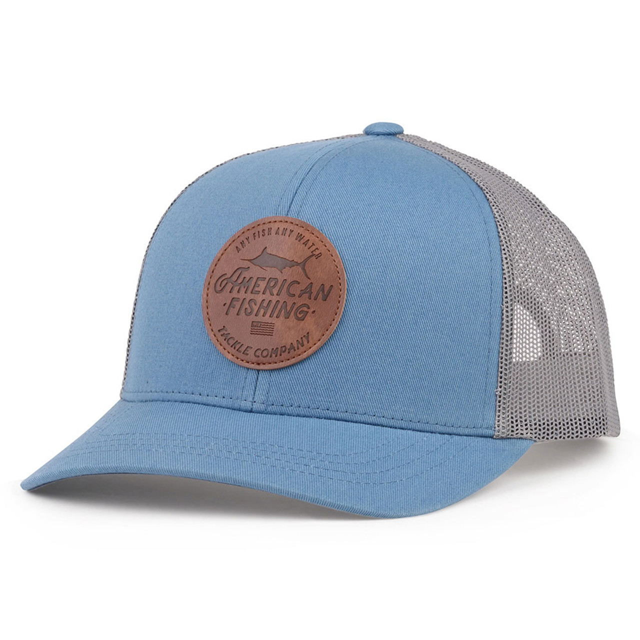 AFTCO Lemonade Leather Trucker Hat - Slate Blue