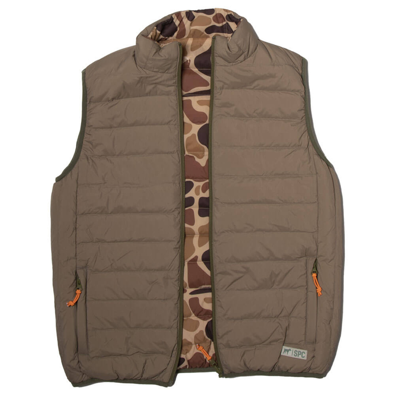 Men's Southern Point Field Series Reversible Down Vest - Old School Camo /  Olive