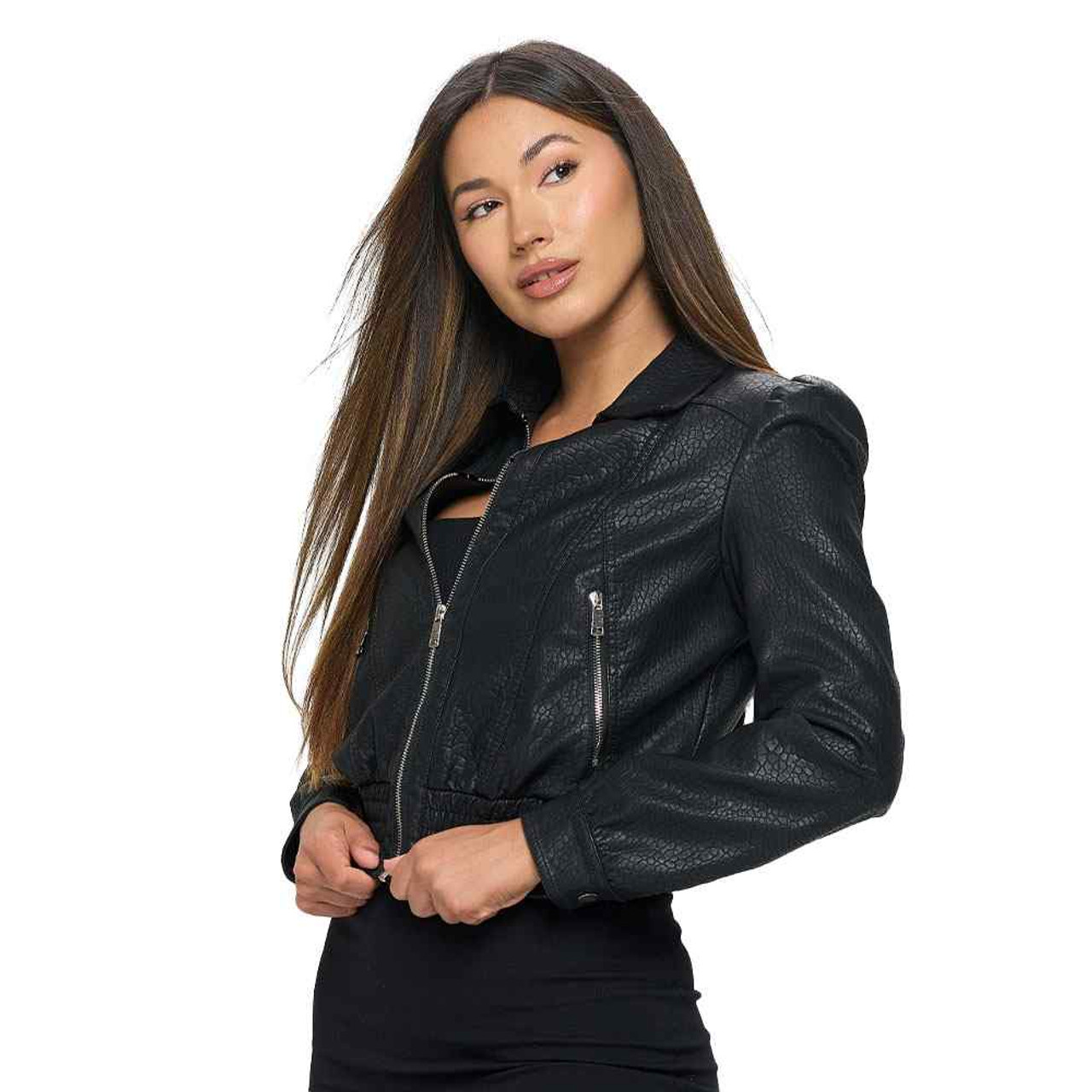 Women's Coalition LA Vegan Leather Shirt Collar Bomber Jacket | Eagle ...