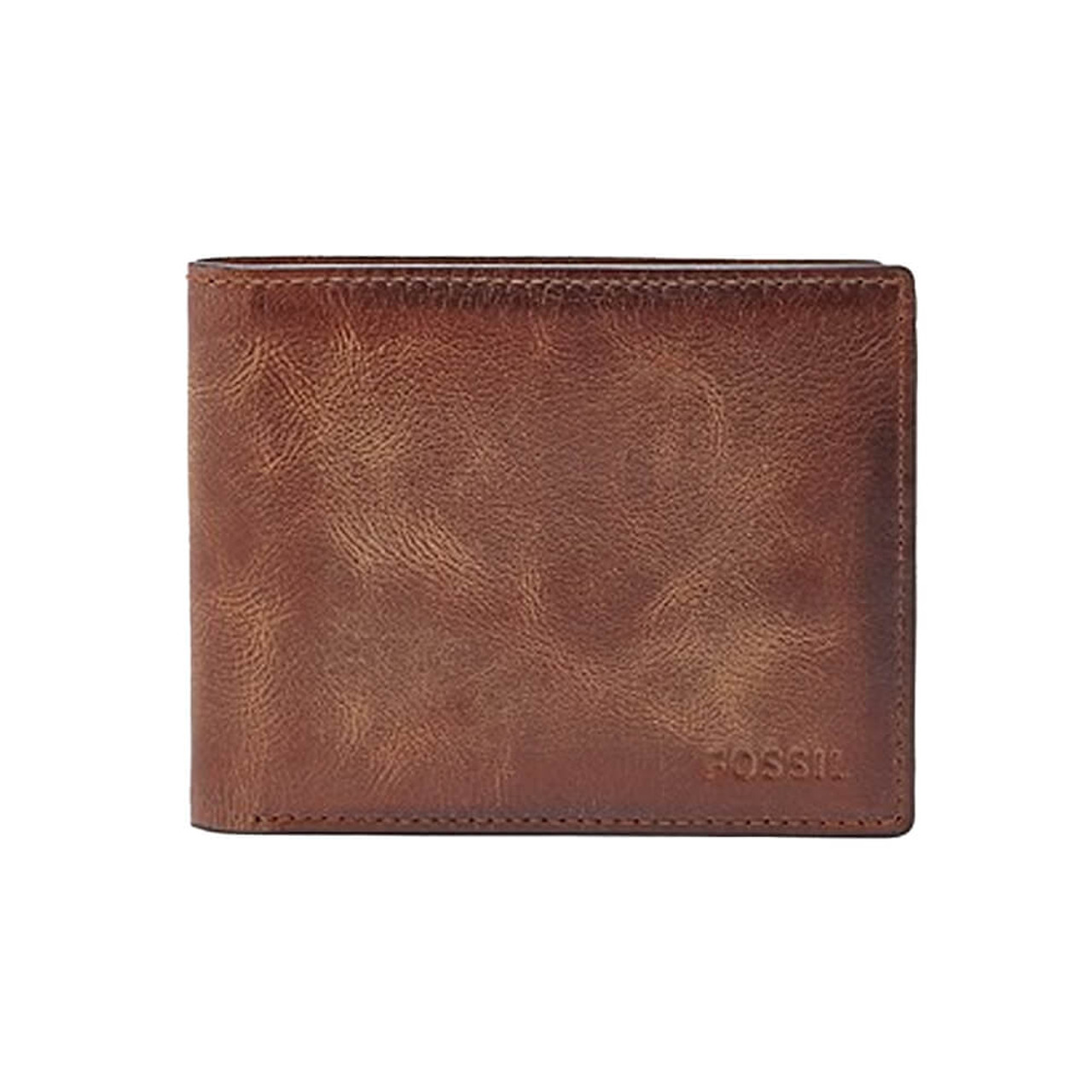 Men's Fossil Derrick RFID Flip ID Bifold Wallet, Dark Brown