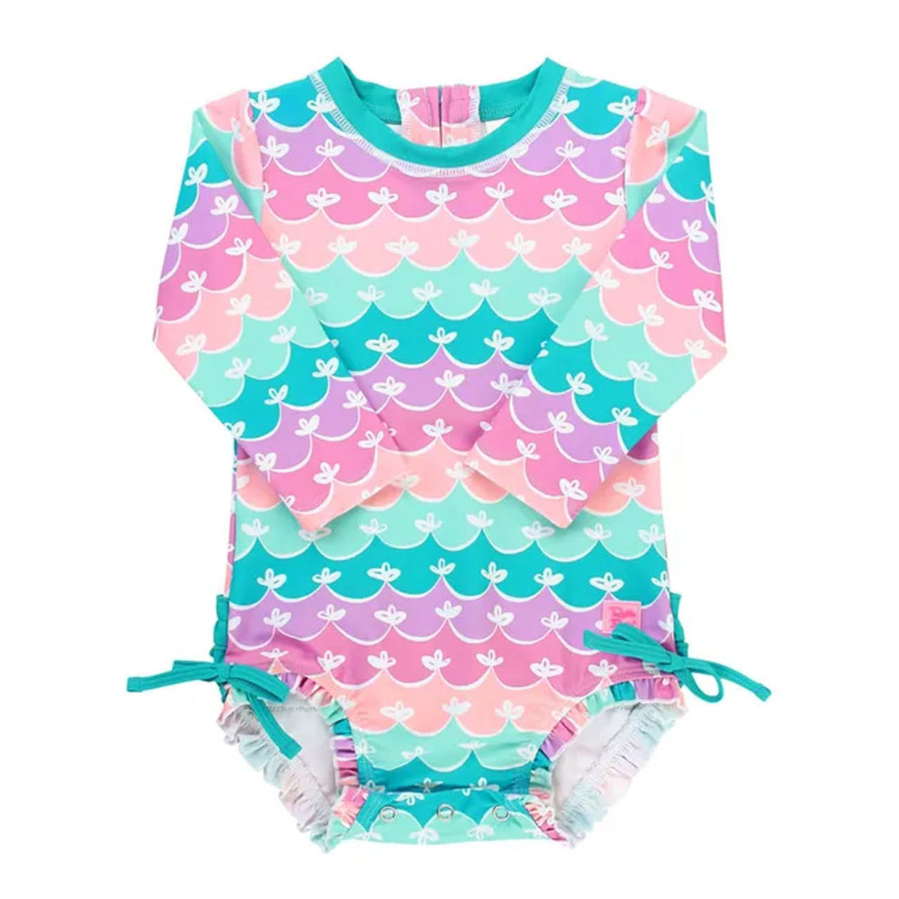 Infant Girls Ruffle Butts Long Sleeve One Piece Rash Guard Mermaid ...