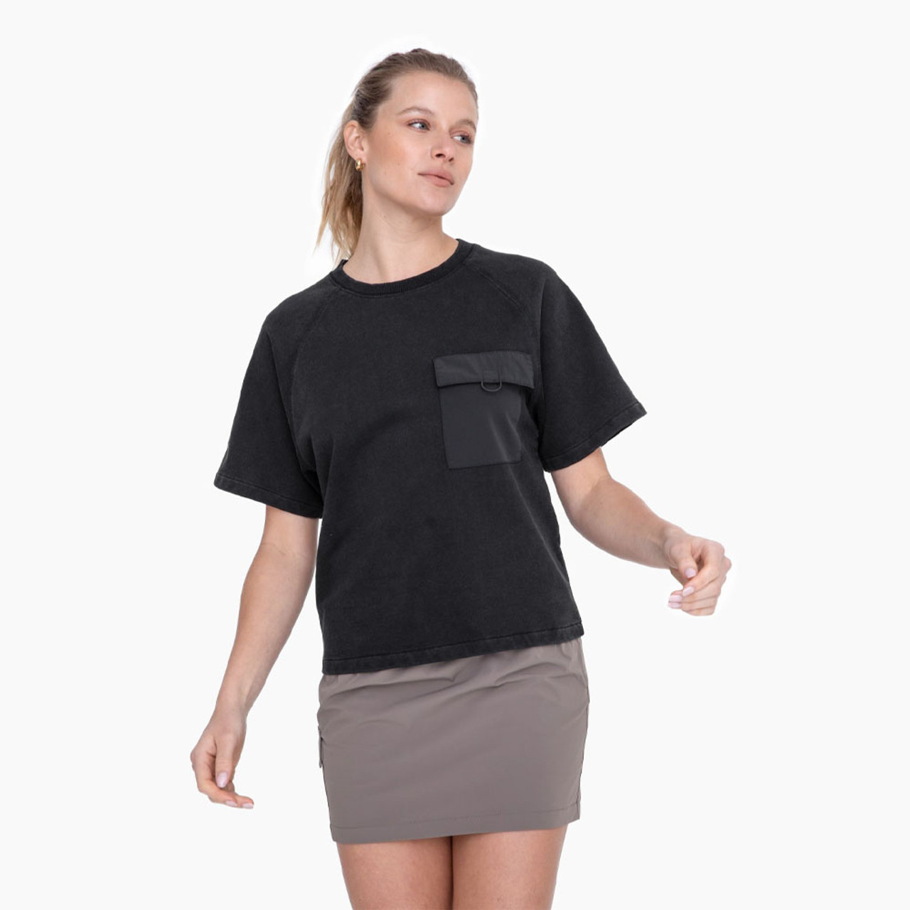 Women's Mono B Mineral Wash Boxy Pocket Tee | Eagle Eye Outfitters