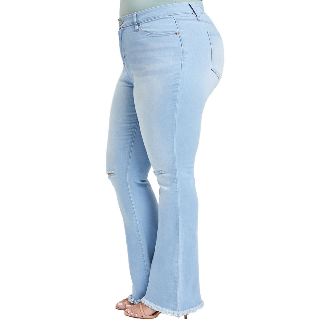 Women's YMI High Rise Distressed Super Flare Jeans - Plus