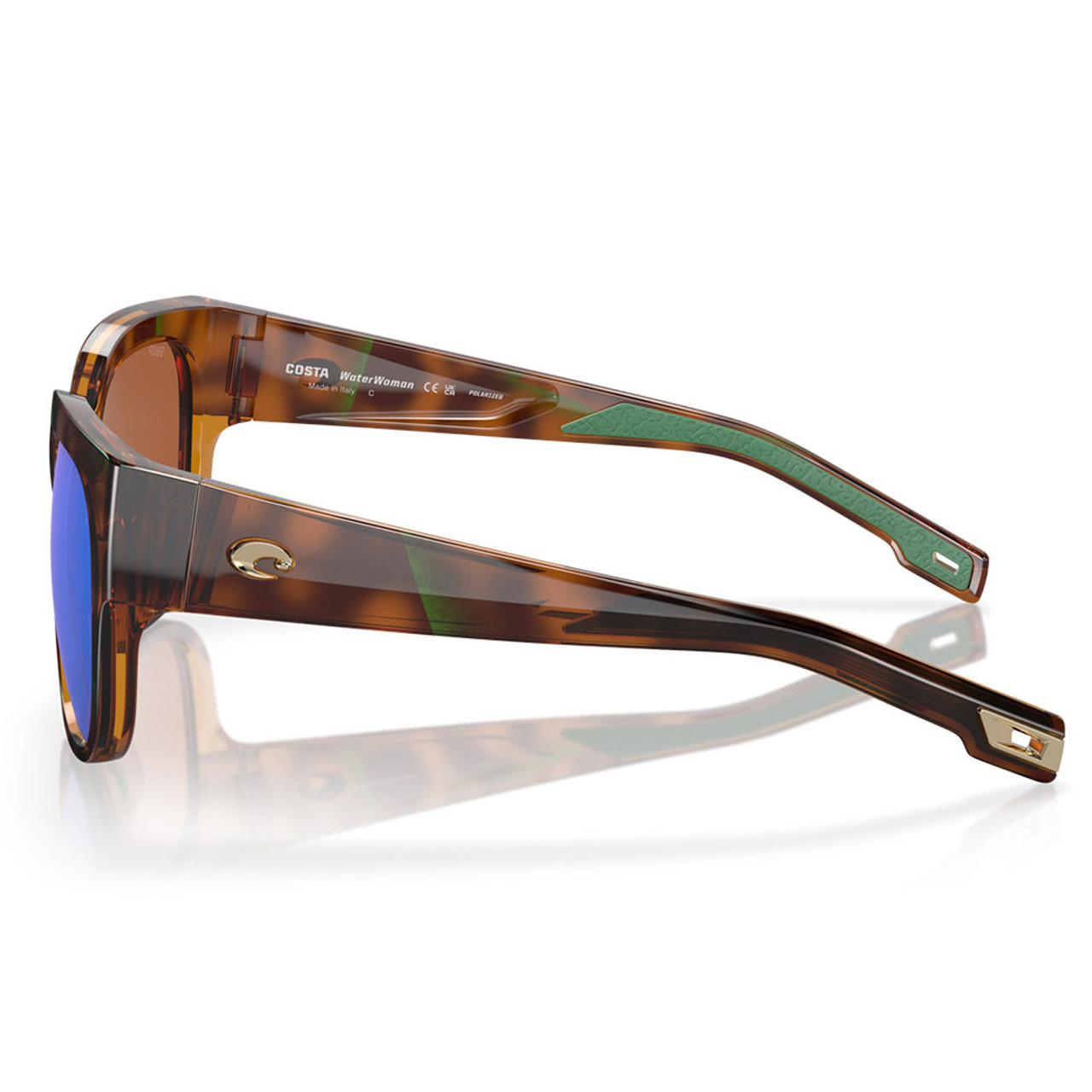 Costa Waterwoman Green Mirror 580P Sunglasses - Shiny Palm Tortoise