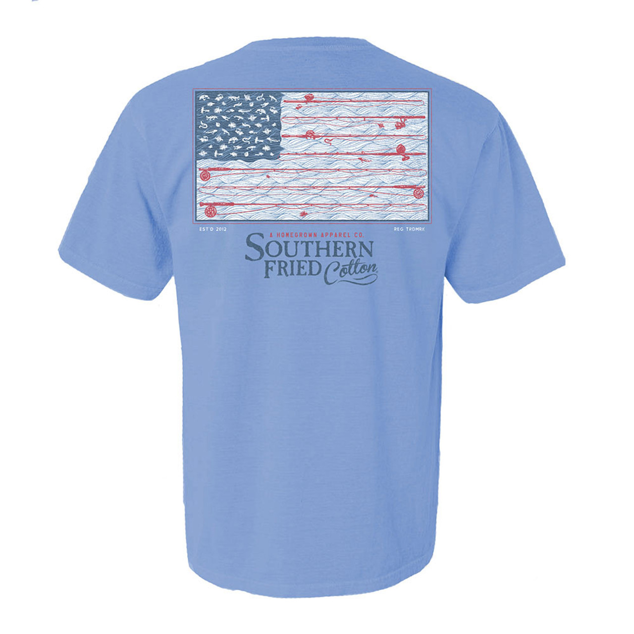 Southern Fried Cotton Men's Reel It in T-Shirt Size XXL - Washed Denim | Eagle Eye Outfitters
