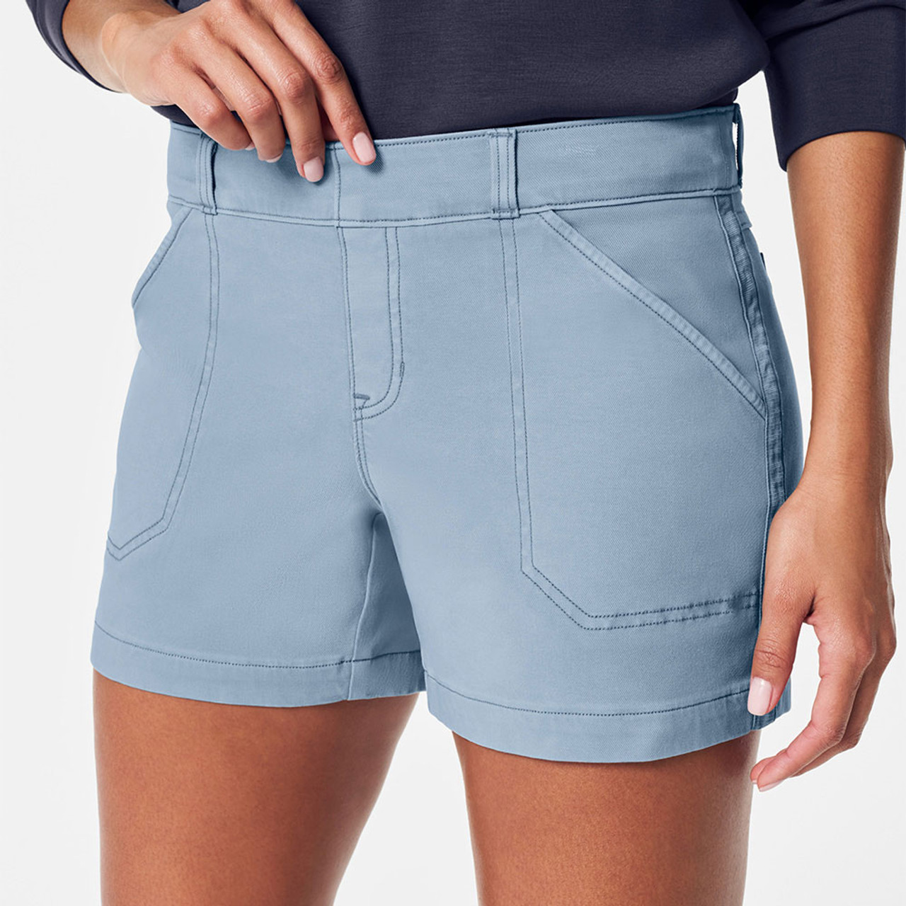 Spanx 4-inch Stretch Twill Shorts In Brown