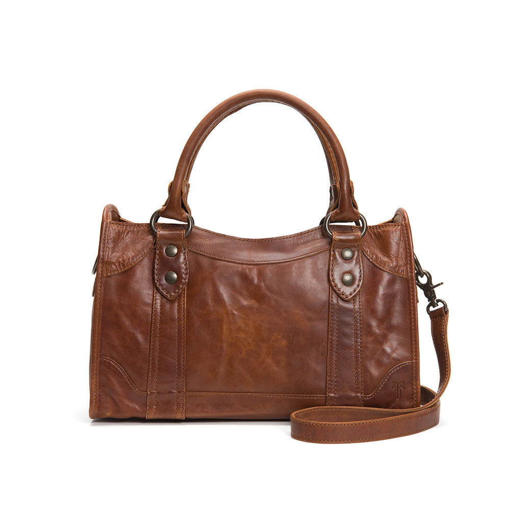 Frye Melissa Satchel Crossbody - Cognac FRYE Melissa Ring Cognac leather Tote Size XL Satchel Shoulder Handbag main image 0