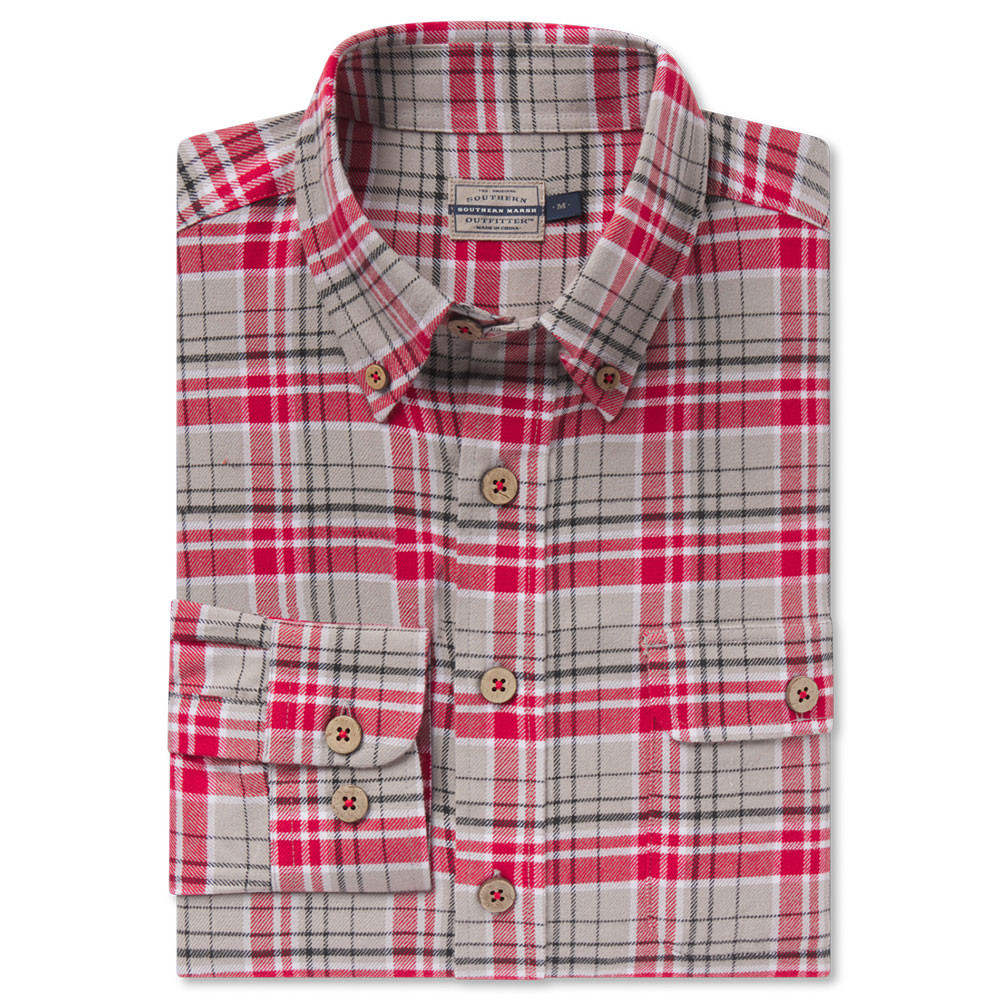 Men's Southern Marsh DeWitt Plaid Flannel Red And Gray Eagle