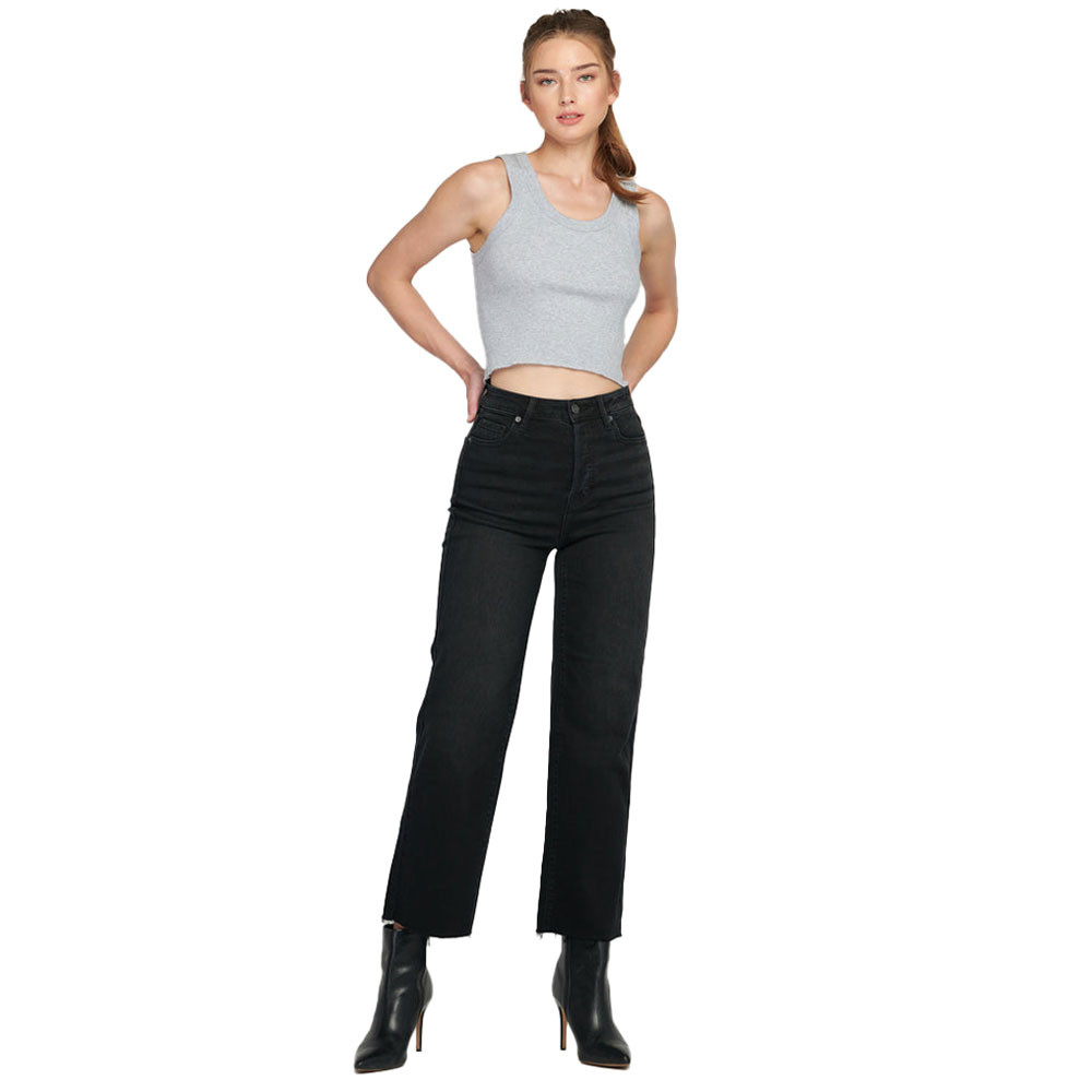 Women's Hidden Tracey High Waist Wide Straight Leg Jeans - Black