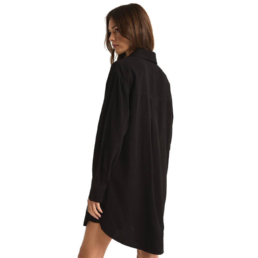 Z Supply Women's Dover Linen Mini Dress, Black, Medium