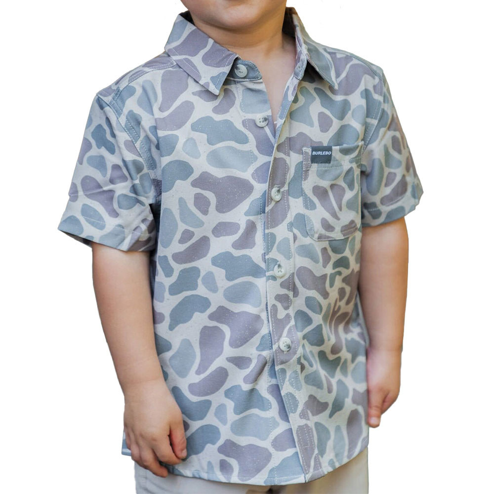 Toddler Boys' Burlebo Short Sleeve Performance Button Up Shirt Deer Camo Eagle Eye Outfitters