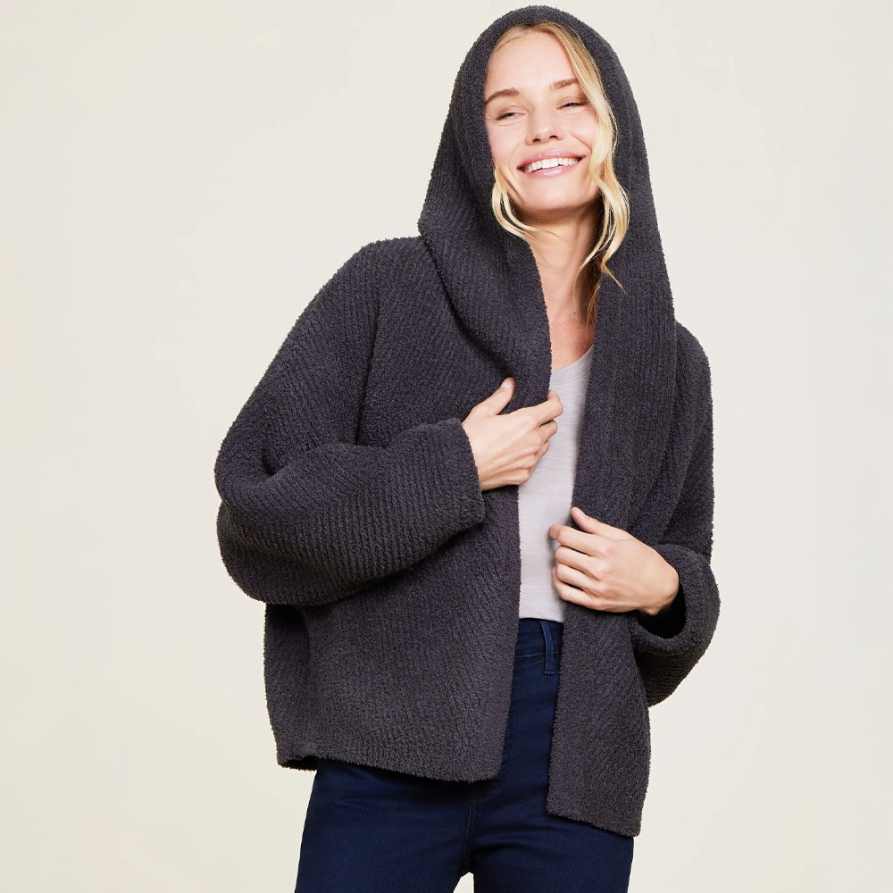 ベアフット ドリームス BAREFOOT DREAMS カーディガン シェブロン リブ COZYCHIC CHEVRON RIBBED 無地 オーバーサイズ  BDWCC1621 0001 Women's Barefoot Dreams CozyChic Chevron Rib Cardigan | Eagle Eye