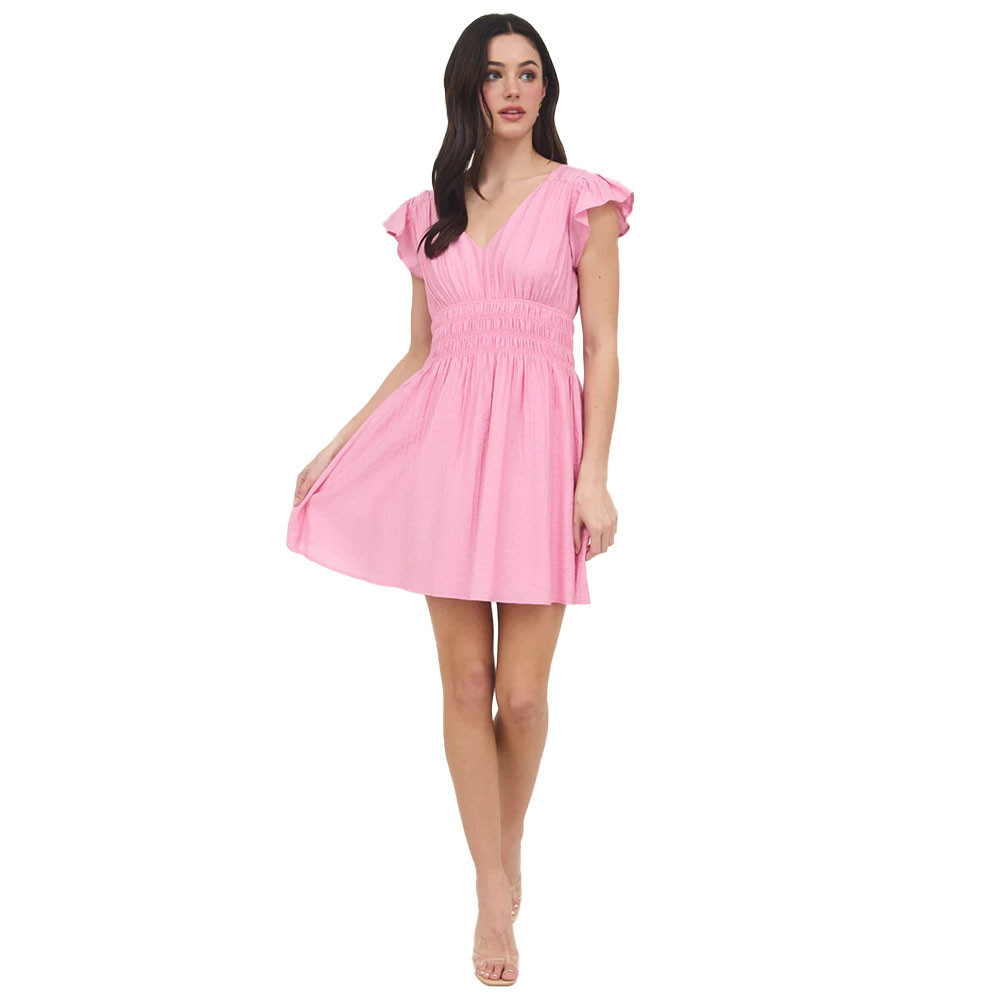 blu pepper pink dress Blu Pepper V-Neck Tie Strap Midi Dress, Womens, Juniors, M, Pink