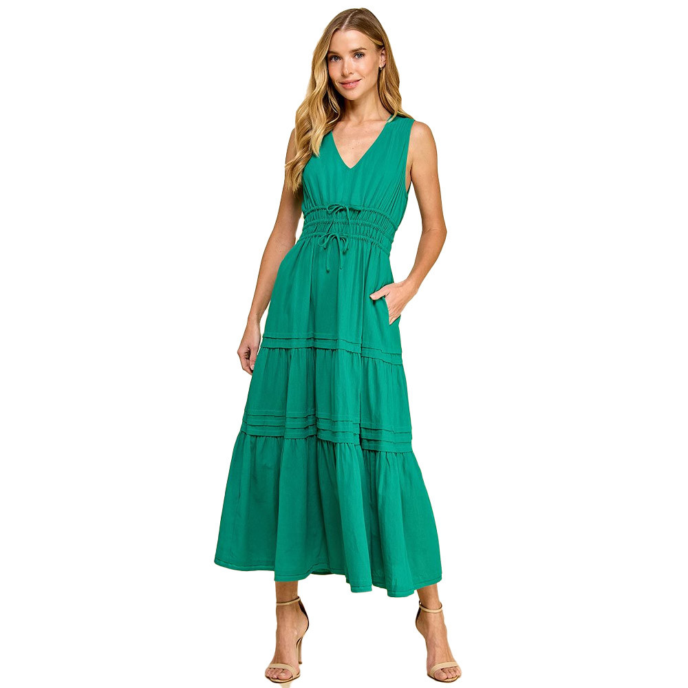 tcec green dress Women's TCEC Maxi V-Neck Dress
