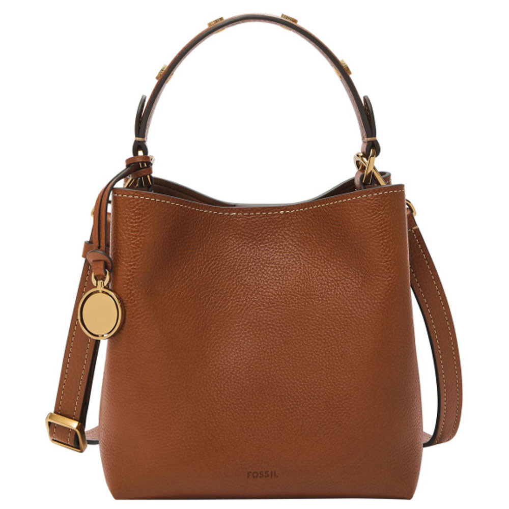 Fossil Jessie Small Bucket Crossbody Leather Bag - Medium Brown