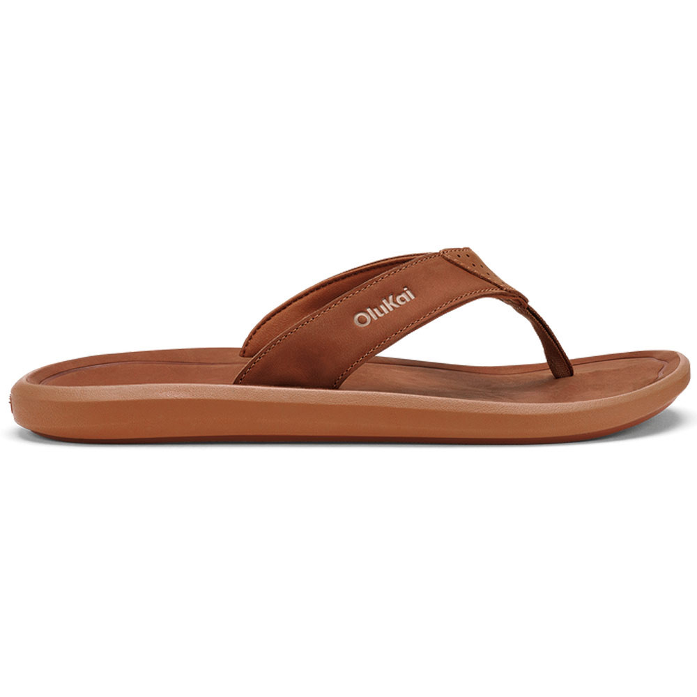 Men's OluKai Pili Waterproof Leather Sandals - Fox Brown | Eagle