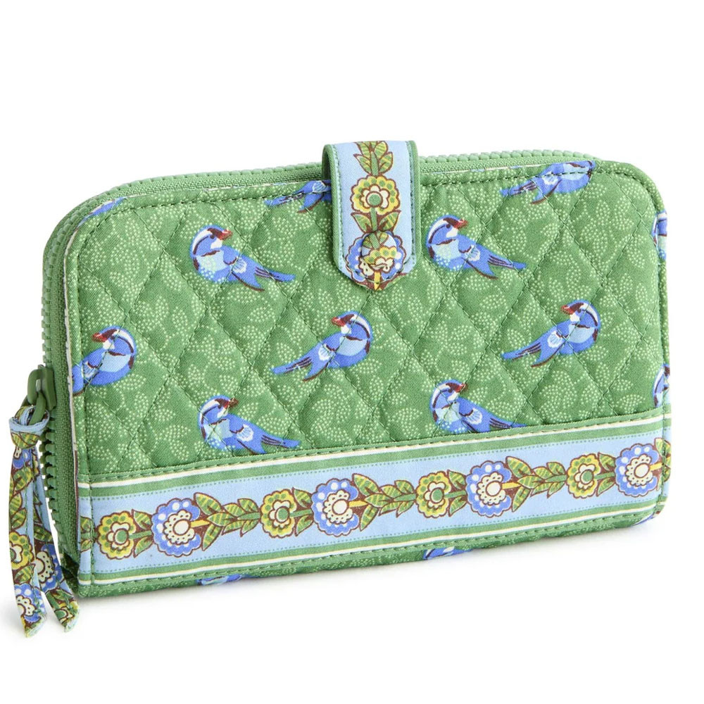 Vera Bradley Large Tab Wallet - Green Birds | Eagle Eye Outfitters