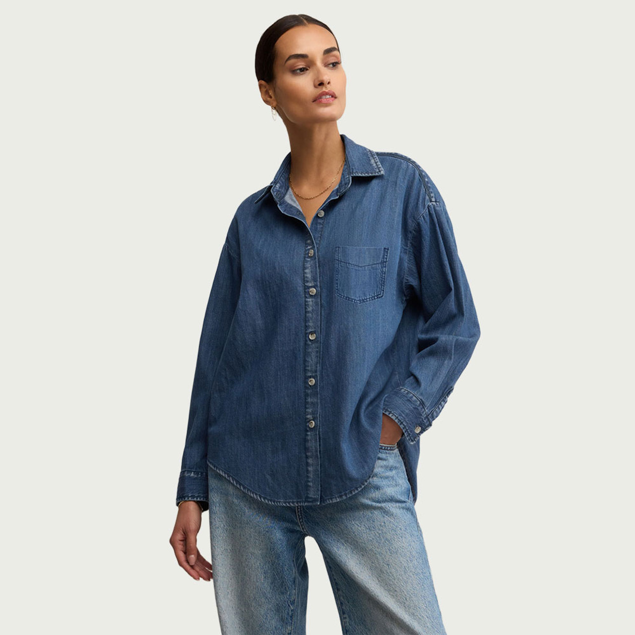 Women's Z Supply Atwood Lightweight Denim Button Up Shirt
