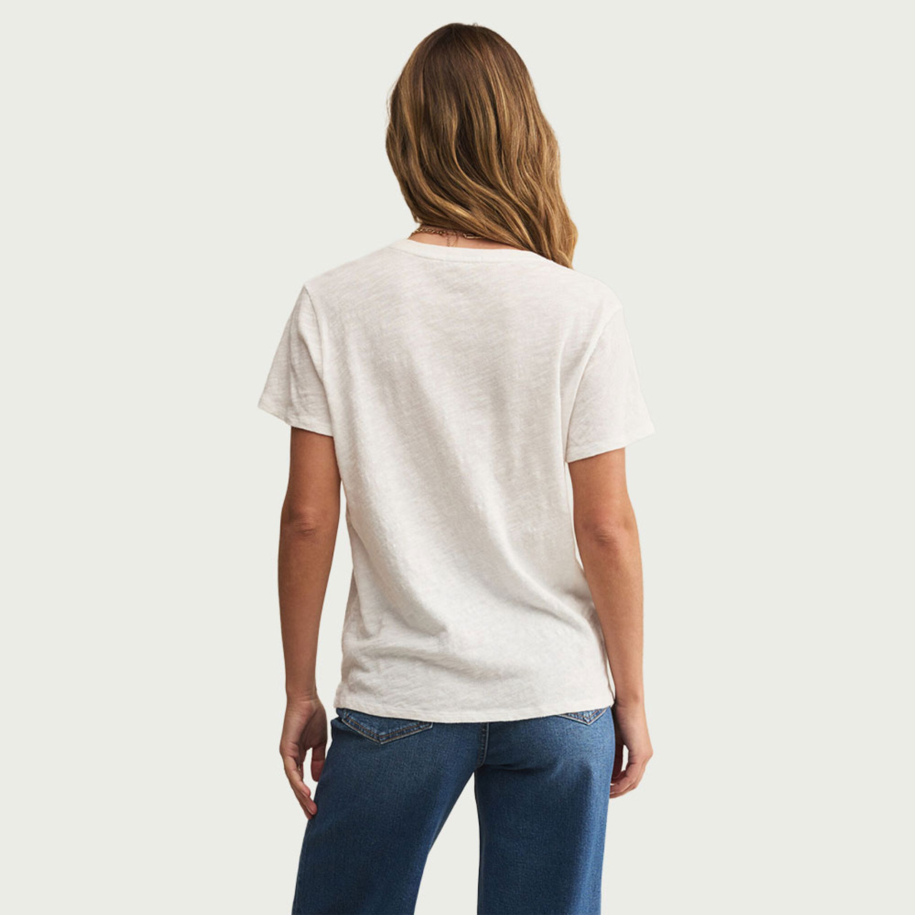 ★LMOOD★ W Jane Slub Uniq Half Sleeve T-Shirt White Women's Z Supply Foundation Slub Short Sleeve T-Shirt