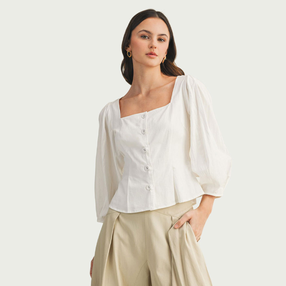 Women's Mustard Seed Square Neck Button Up Top | Eagle Eye Outfitters