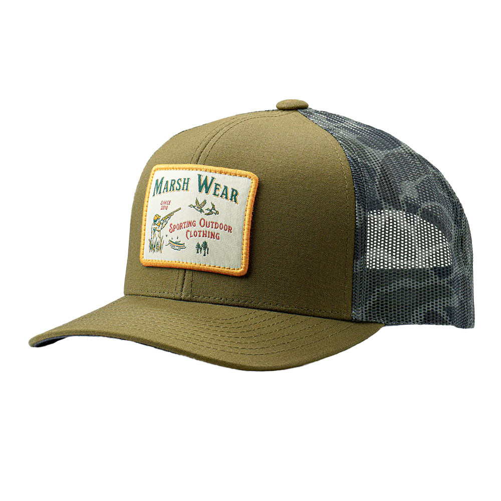 Men's Marsh Wear Sportsman Trucker Hat Olive Green Eagle Eye
