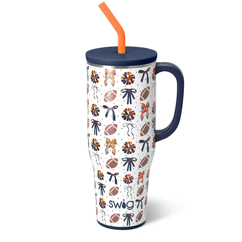 Swig Life Mega Tazza 1180ml – Bicchiere Isolato Extra Large Con Manico E Cannuccia, We've Got Spirit Orange - 3