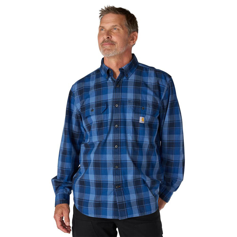Men's Carhartt Chambray Button Down Plaid Shirt - Big & Tall