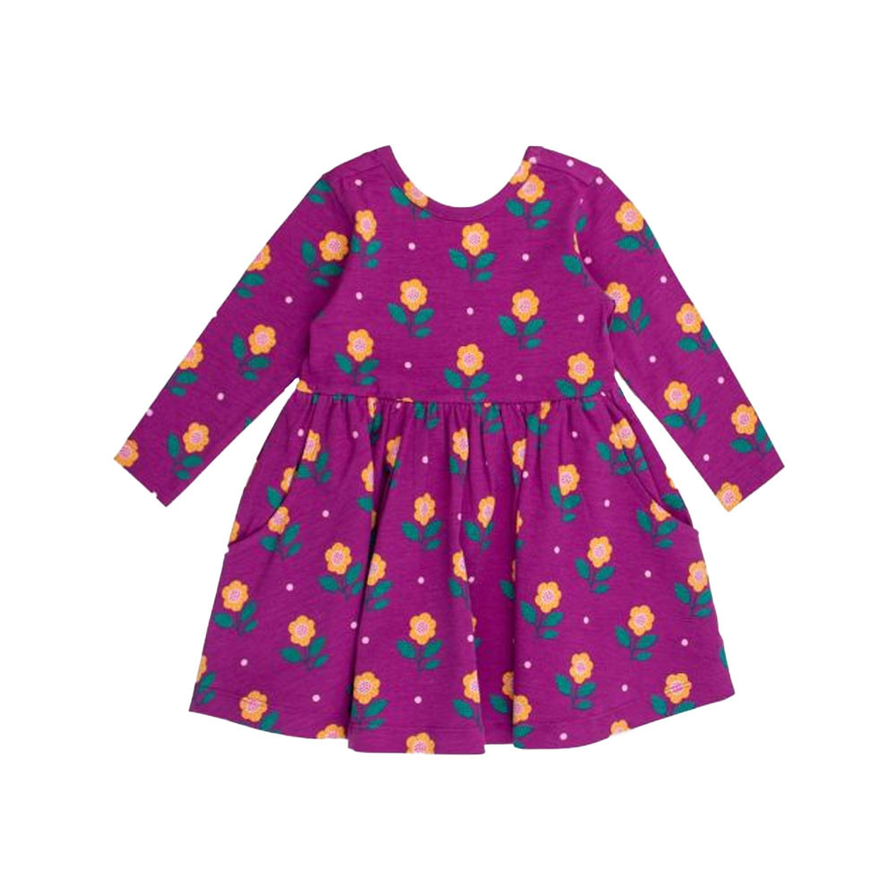 Toddler Sunflower Meadow Knit Long Sleeve Twirl Dress - 2T by RuffleButts