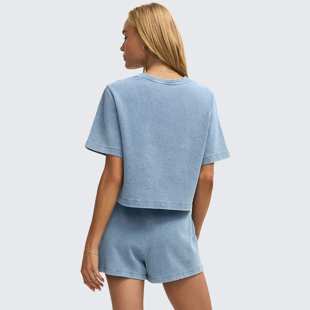 Women's Z Supply Curran Knit Denim Top - Ocean Air Indigo | Eagle