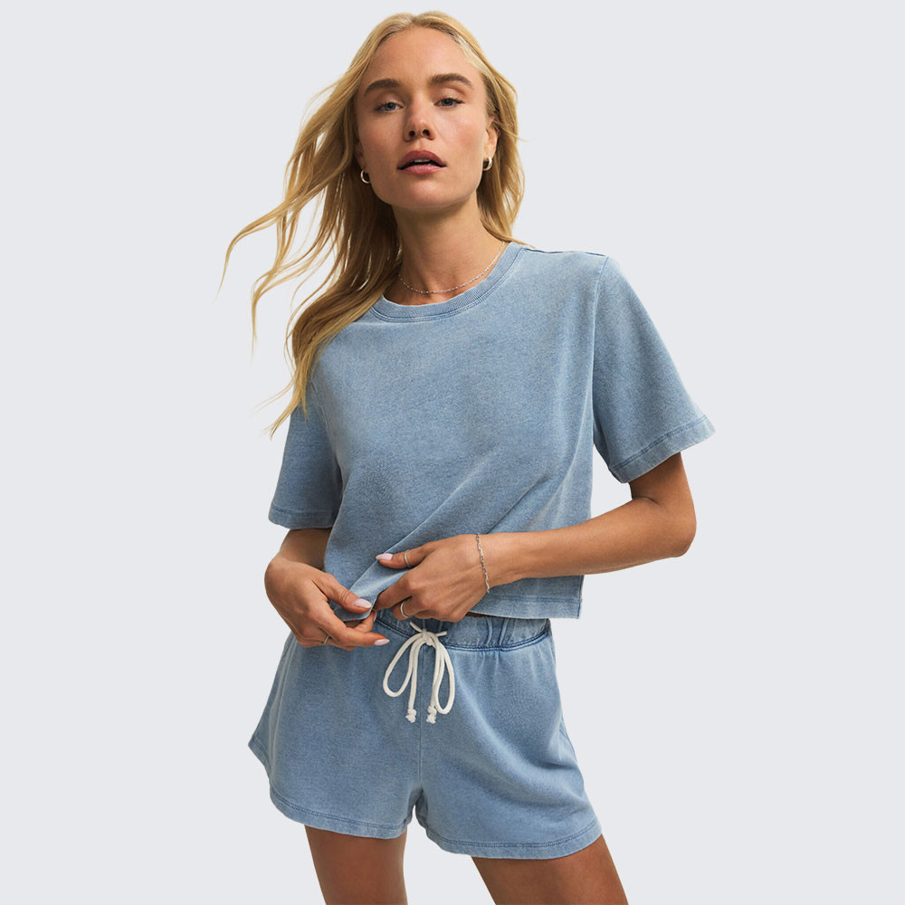 Women's Z Supply Curran Knit Denim Top - Ocean Air Indigo | Eagle