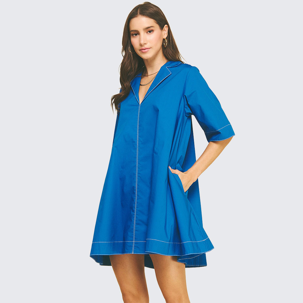 half sleeve short dress Silver Metallic V Neck Half Sleeve Mini Dress