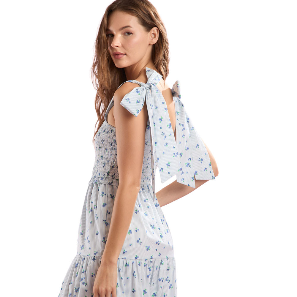 chinese dress ladies The Tinley Pink Floral Stripe Long Dress main image 0