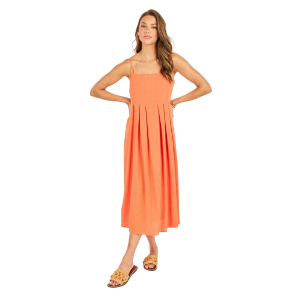 Women's Sadie & Sage Good Day Pleated Midi Dress - Orange | Eagle Eye  Outfitters