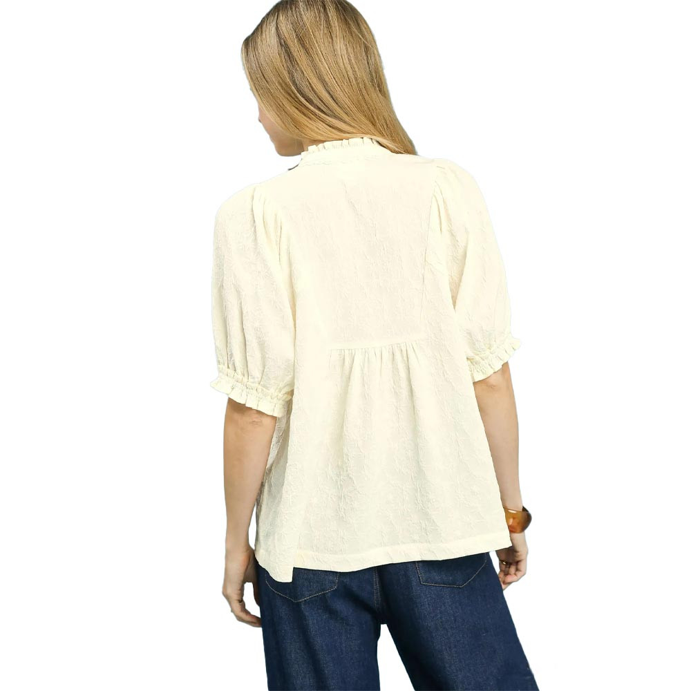 【専用】Overdue flair special smocked top Eyelet Ruffle Zip-Up Top - White | Boston Proper