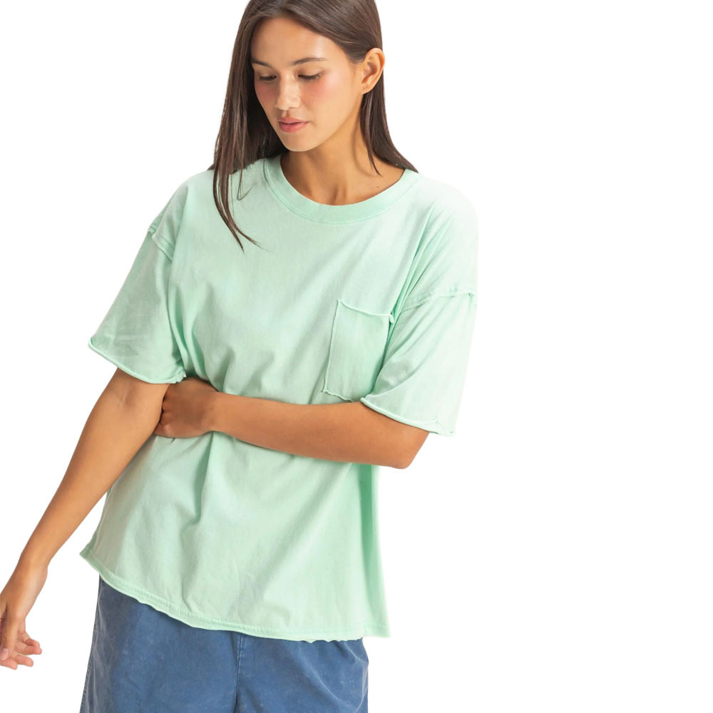 AMERI MINIMAL SHIRT DOCKING KNIT ミント Men's Merrymack River Garment Dyed Chest Pocket T-Shirt
