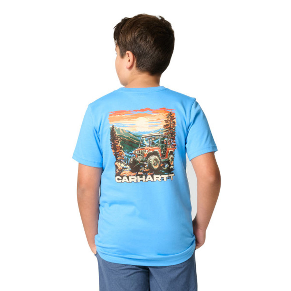 H4381◾️ジュニアゴルチェ　カッチワークラダーシャツ Y2K Boys' Carhartt Kids Logo T-Shirt - Azure Blue | Eagle Eye Outfitters