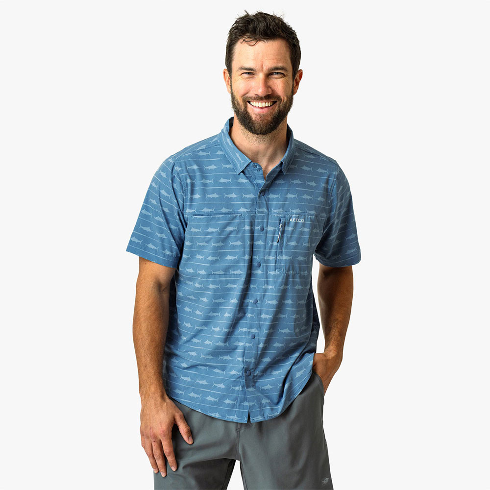 Men's AFTCO Short Sleeve Seabreeze Tech Button Up Shirt | Eagle