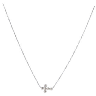 Girls' Jane Marie Rolo Chain Ball Cross Necklace - White Gold