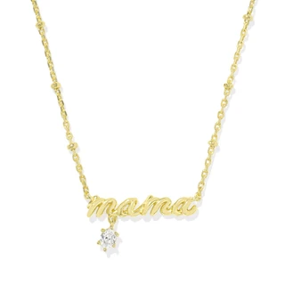 Kendra Scott Mama Crystal Short Pendant Gold Necklace