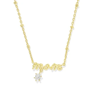 Kendra Scott Mom Crystal Short Pendant Gold Necklace