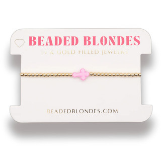 Beaded Blondes Pink Cross Bracelet