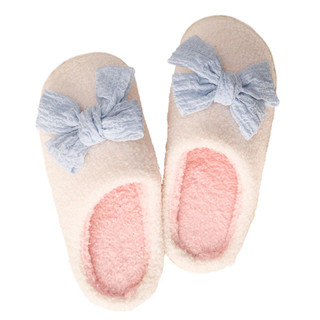 The Darling Effect Betty Bow Light Blue Fuzzy Slippers