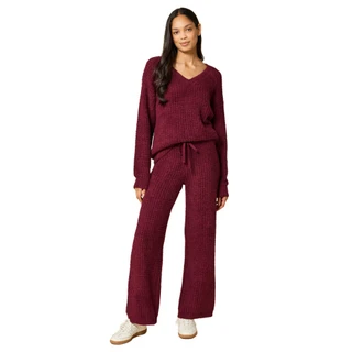 Women's Softies Marshmallow Waffle V-Neck Top And Pants Lounge Set