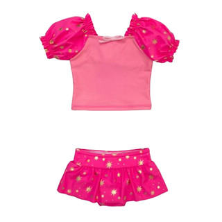 Little Girls' RuffleButts Puffed Sleeve Skirted 2 Piece Swimsuit