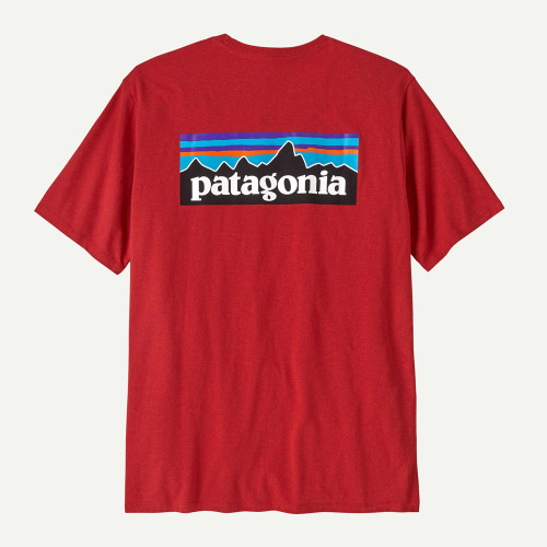 Men's Patagonia Short Sleeve P-6 Logo Amanita Red Responsibili-Tee