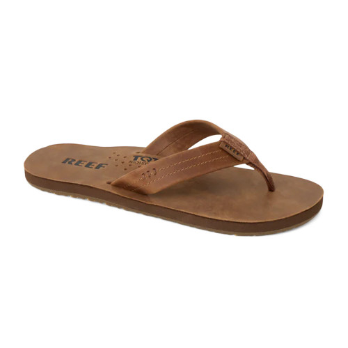 Men's Reef Draftsmen Leather Flip Flops Front Angled View