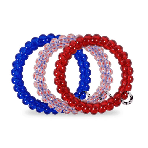 Large Teleties Hair Ties 3 Pack Patriot Pop Red White and Blue All Colors