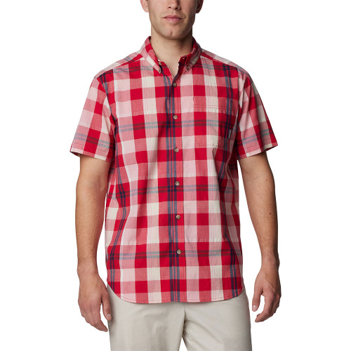 Men's Columbia Short Sleeve Rapid Rivers Shirt Mountain Red Multi Plaid Main