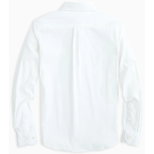 Boys' Southern Tide Long Sleeve Solid Intercoastal Button Down - Classic White Back